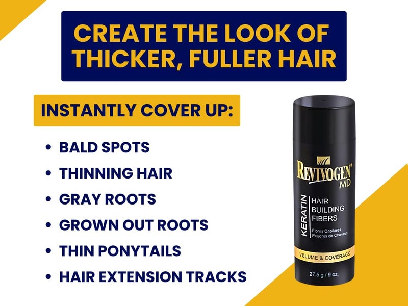 Revivogen MD Keratin Hair Building Fibers, Hairline Powder, Hair Fibers, Hair Fibers for Thinning Hair, Hair Fiber Spray, Thick Fiber for Hair Men and Women, Hair Filler, .9oz, Medium Brown - Image 5
