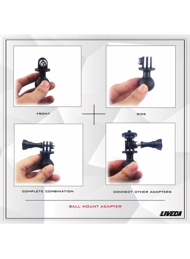 Niewalda Ball Mount Adapter Compatible Gopro Hero Series/AKASO/SJCAM/DJI/OSMO/Action Camera, Compatible with RAM Ball Head Mounts, Rotating Ball Head Mount with Metal Screws - Image 3
