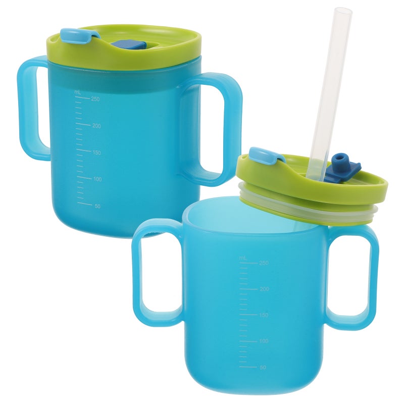 2pcs Spill- Cups For Elderly Nursing Cups With Measurement Scale For And Daily Hydration 250 Ml Sky- - Image 1
