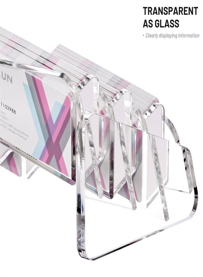 YUXUN Business Card Holder for Desk 3 Tier 6 Slots,Creative Acrylic Slanted Business Card Display Stand for Woman and Man,Organize 300 Cards-Clear,1 Pack - Image 5