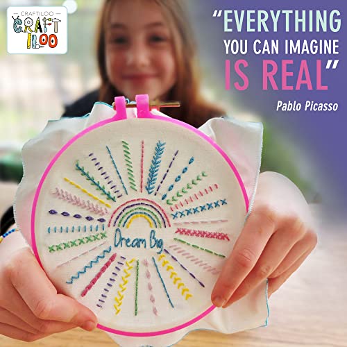 CRAFTILOO 10 Pre-Stamped Embroidery Patterns for Beginners Embroidery Kit for Kids Girls Needlepoint Kits for Beginners Cross Stitch Craft Sewing Perfect for Ages 7-13 - Image 2