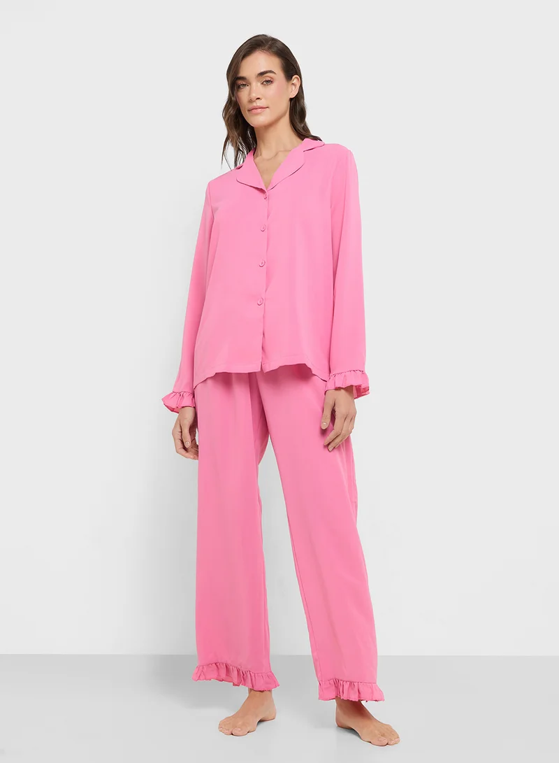 ايلا Ruffle Hem Top & Pant Pyjama Set