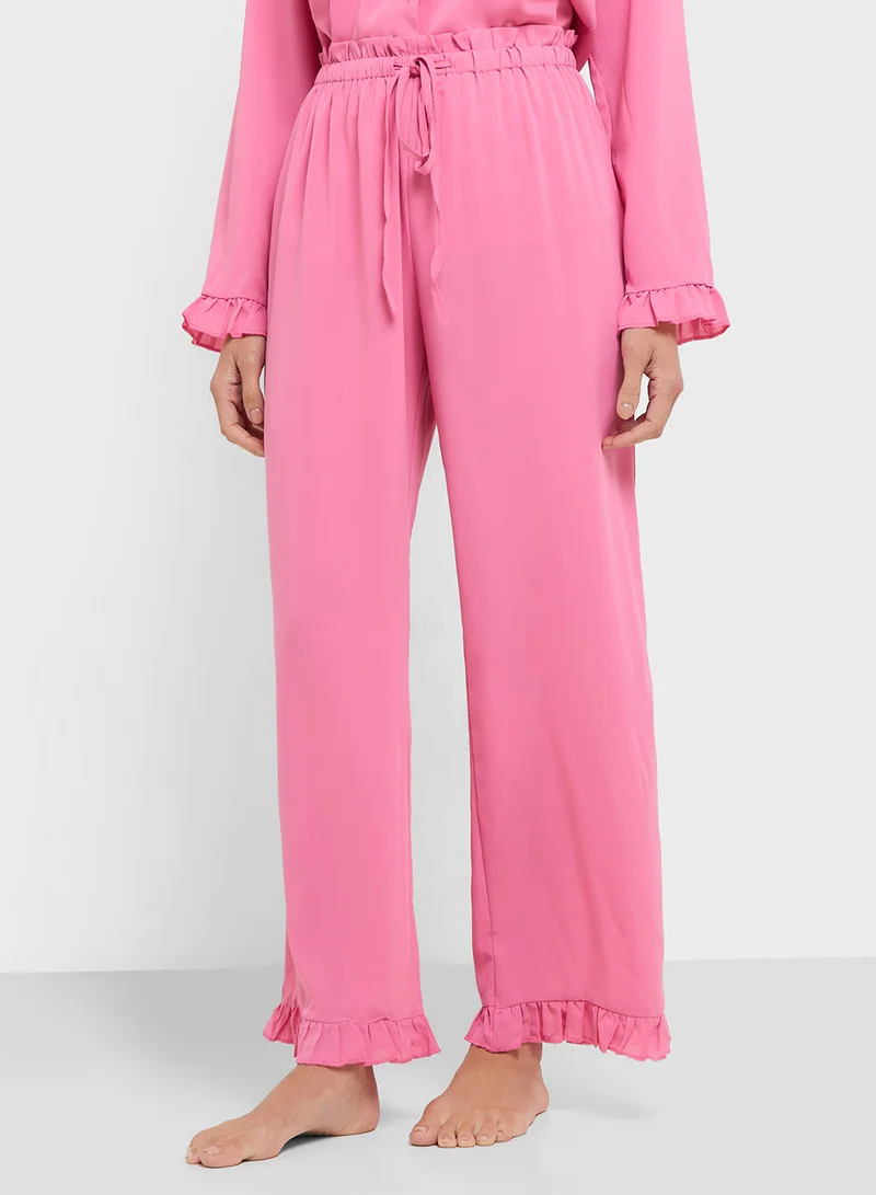 ELLA Ruffle Hem Top & Pant Pyjama Set