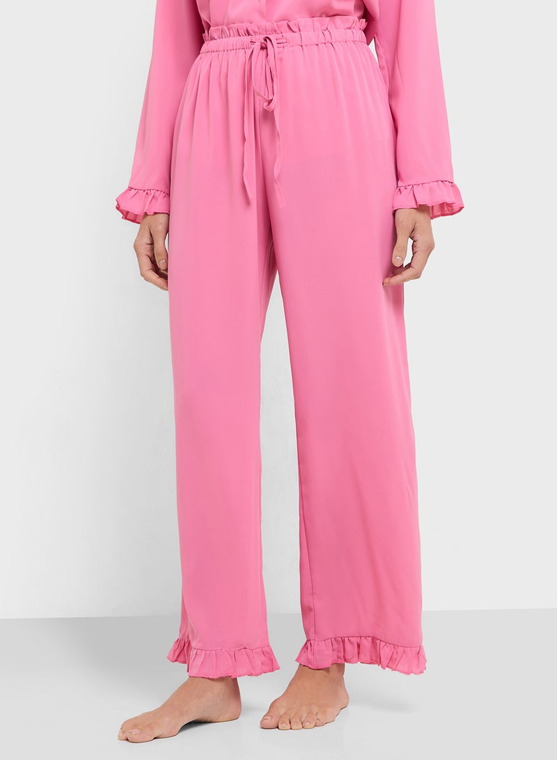 ELLA Ruffle Hem Top & Pant Pyjama Set - Image 4