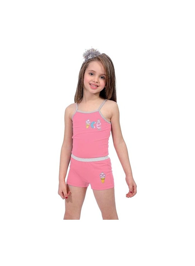 كوتونيل طقم بناتي هارت توب و هوت شورت عرض ٢ طقم - Image 5