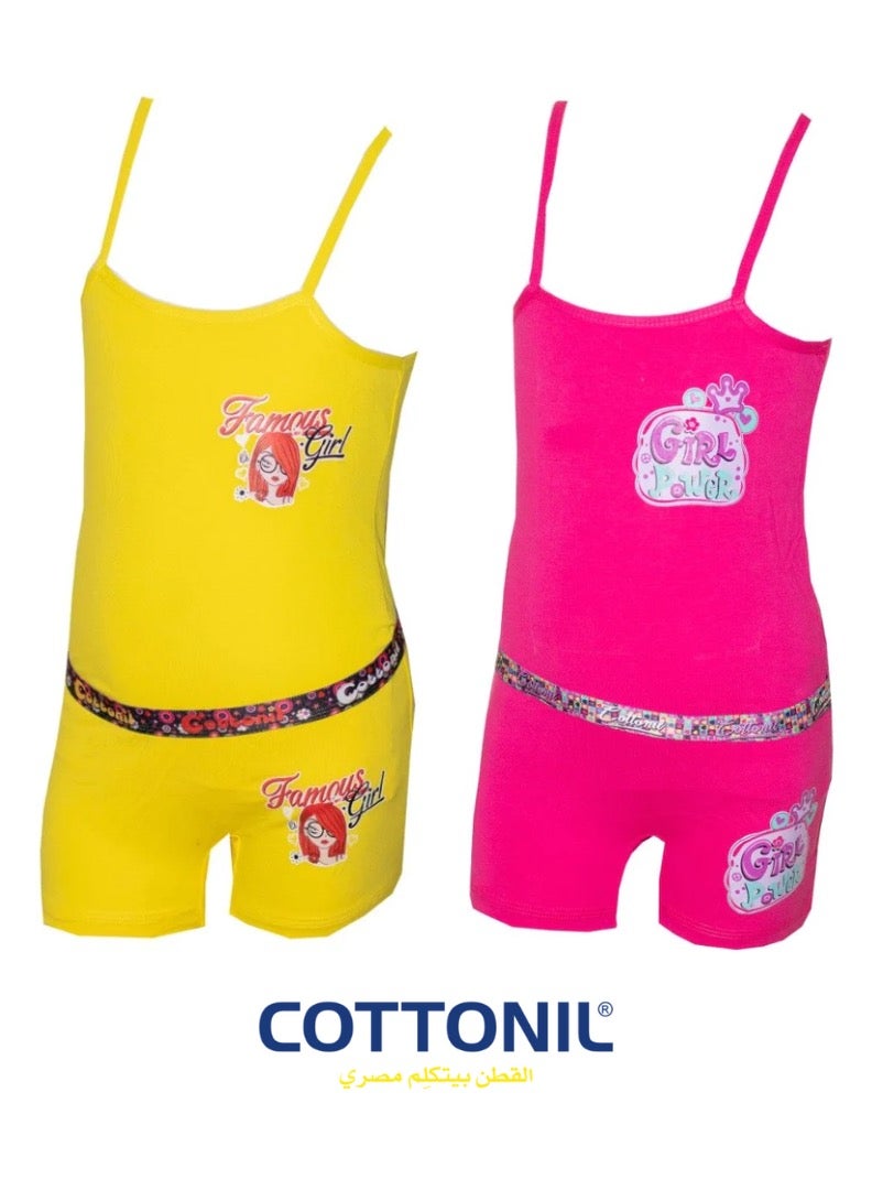 كوتونيل طقم بناتي هارت توب و هوت شورت عرض ٢ طقم - Image 1