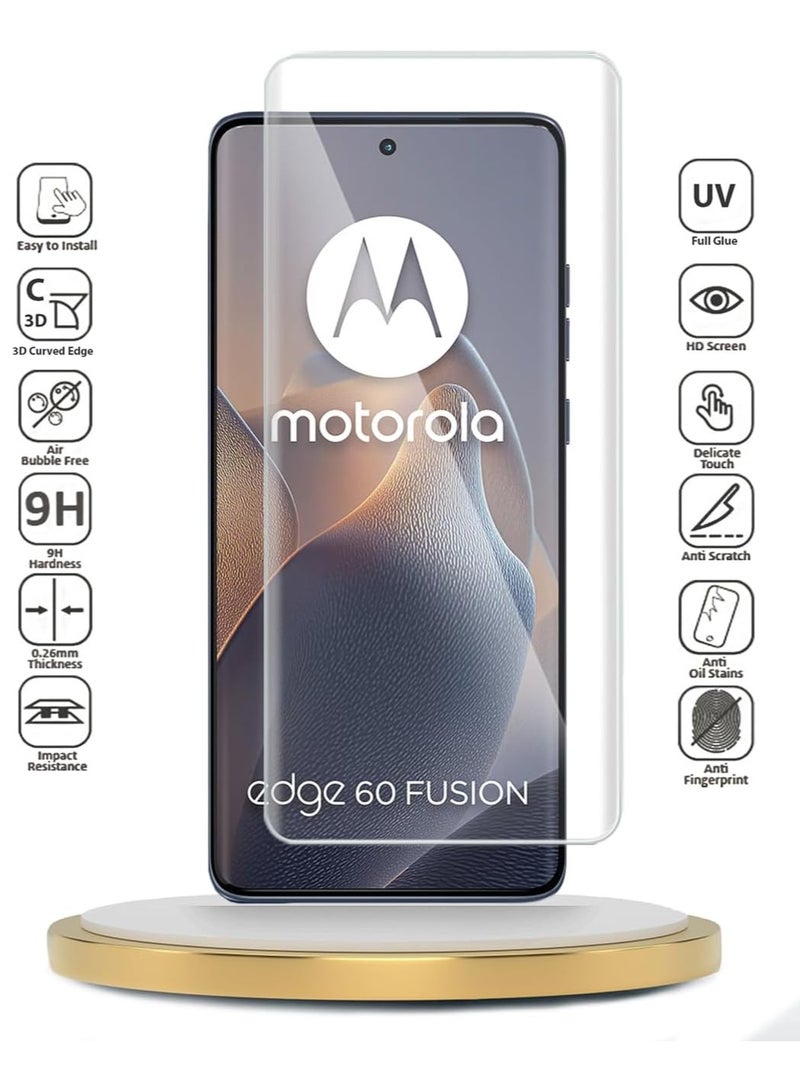 Screen Protector For  Motorola Edge 60 Fusion , 5D Tempered Glass Protector 9H Hardness, Bubble Free, HD Clear Motorola Edge 60 Fusion Screen Protector