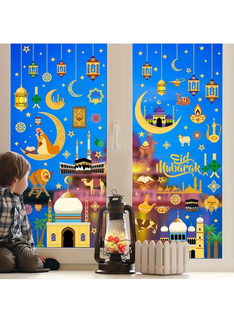 9 Sheets Ramadan Window Wall Decorative Stickers Electrostatic Removable Moon Stars Eid Mubarak Party Home Decoration  - Image 3