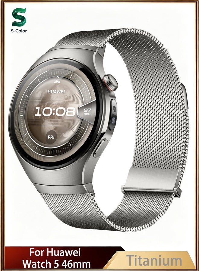 إس كولور سوار ميلانيز مشبك (Milanese Mesh) متوافق مع ساعة Huawei Watch 5 بحجم 46 مم، سوار قابل للتعديل بمشبكين معدنيين لساعة Huawei Watch 5 46 مم - Image 1