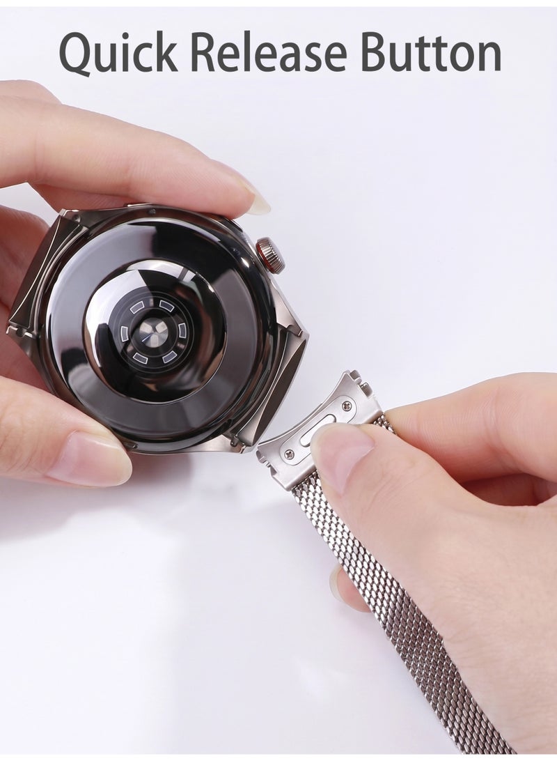 إس كولور سوار ميلانيز مشبك (Milanese Mesh) متوافق مع ساعة Huawei Watch 5 بحجم 46 مم، سوار قابل للتعديل بمشبكين معدنيين لساعة Huawei Watch 5 46 مم - Image 3