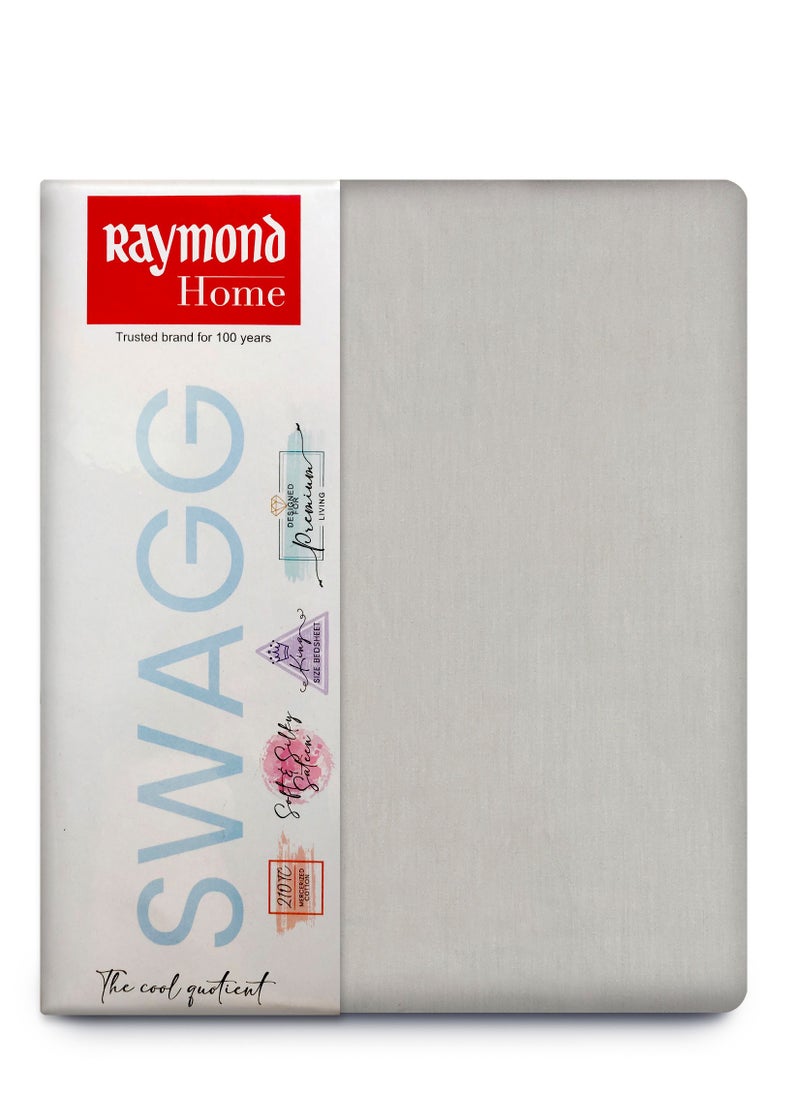 Raymond - Raymond Home King Flat Sheet Bedsheet 210 Thread Count Luxurious Mercerized 100% Cotton Bedding Solid Bed Linen with 2 Pillow Case - Slate - Image 1