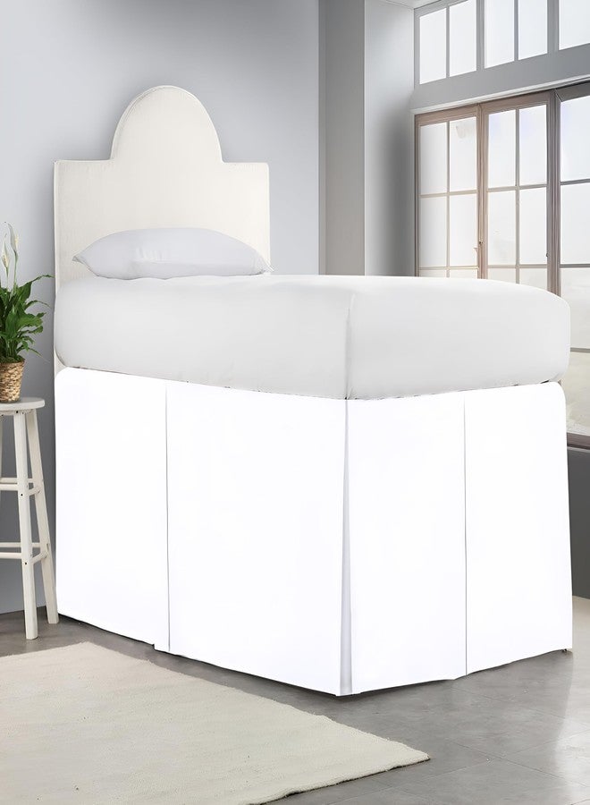 SGI Bedding Dorm Bed Skirt Twin XL 30 Inch Drop Length - White, Pleated Pattern College Dorm Room Bed Skirts - Split Corner, Easy Care, Wrinkle Free Microfiber Bed Skirt - Image 1