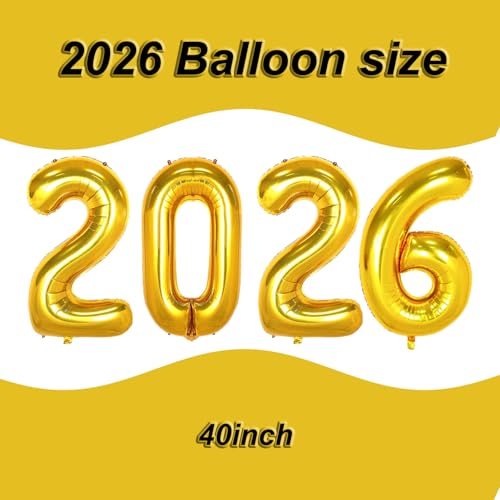 Tagberoy بالونات 2026 ذهبية 40 بوصة بالونات رقم 2026 كبيرة بالونات أرقام 2026 لتزيين حفلات التخرج بالونات تخرج 2026 لزينة دفعة 2026 - Image 5