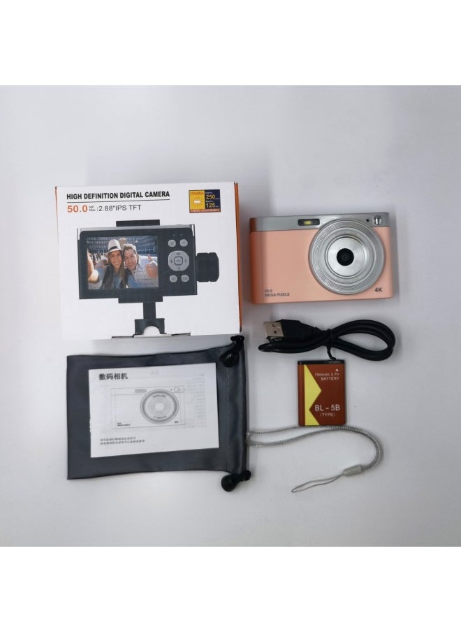 Generic High Definition Ccd Digital Camera Macaron Color Series Vintage Style Small Portable Student Party Traveling Video Camera-Body Color:C12 Pink Standard  - Image 1