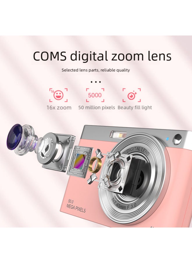 Generic High Definition Ccd Digital Camera Macaron Color Series Vintage Style Small Portable Student Party Traveling Video Camera-Body Color:C12 Pink Standard  - Image 5