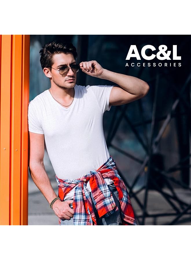 AC&L Elegant Mens Pure Titanium Bracelet Gun Metal & Gold - Image 4