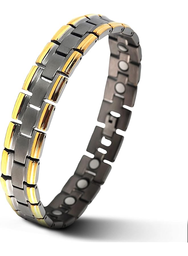 AC&L Elegant Mens Pure Titanium Bracelet Gun Metal & Gold - Image 2