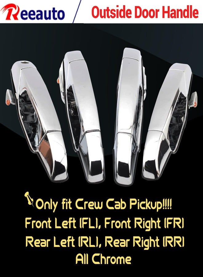 Reeauto Front Rear Left & Right Exterior Door Handle Compatible with 2007-2013 Silverado Suburban Tahoe Avalanche Sierra Yukon Cadillac Escalade, Replaces# Outside Door Handle, Chrome - Image 2
