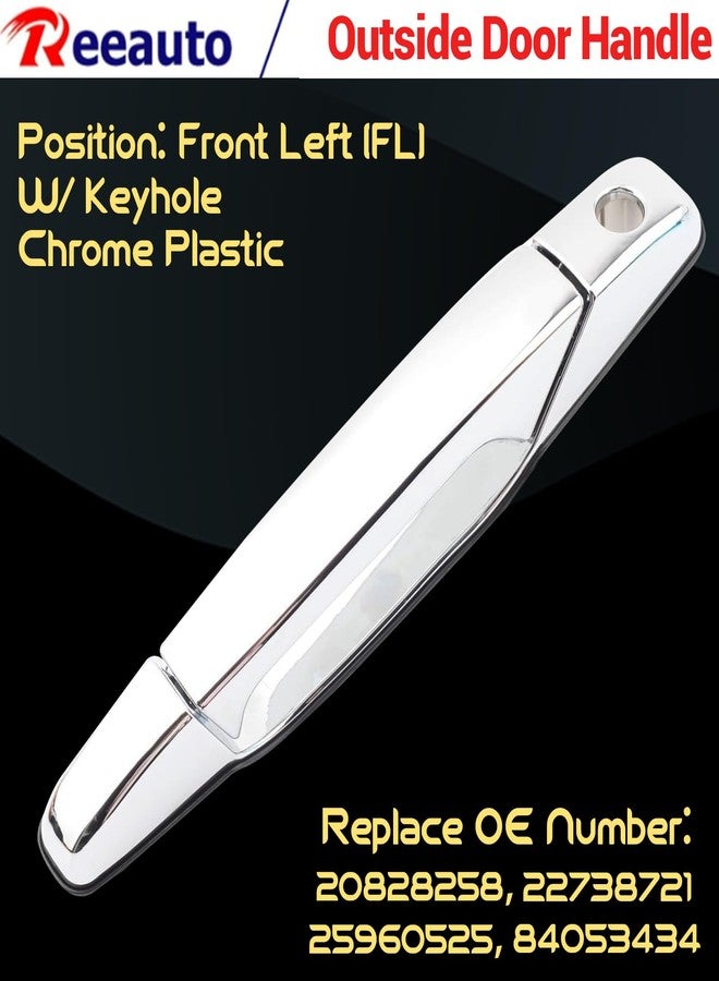 Reeauto Front Rear Left & Right Exterior Door Handle Compatible with 2007-2013 Silverado Suburban Tahoe Avalanche Sierra Yukon Cadillac Escalade, Replaces# Outside Door Handle, Chrome - Image 3