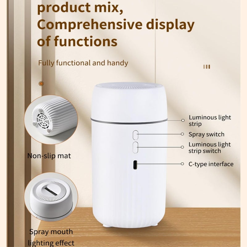 Lullaxx Car Aromatherapy Diffusers 100ml USB Mini Humidifier Ultrasonic Essential Oil Diffuser Cool Mist Air Refresher with Colorful atmosphere light for Car Office Bedroom Home (white) - Image 3