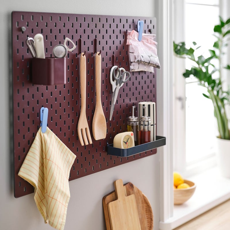 Skadis 7 Piece Pegboard Accessories Set Powder Coated Steel Hooks Clips Shelf and Container Multicolour - Image 2