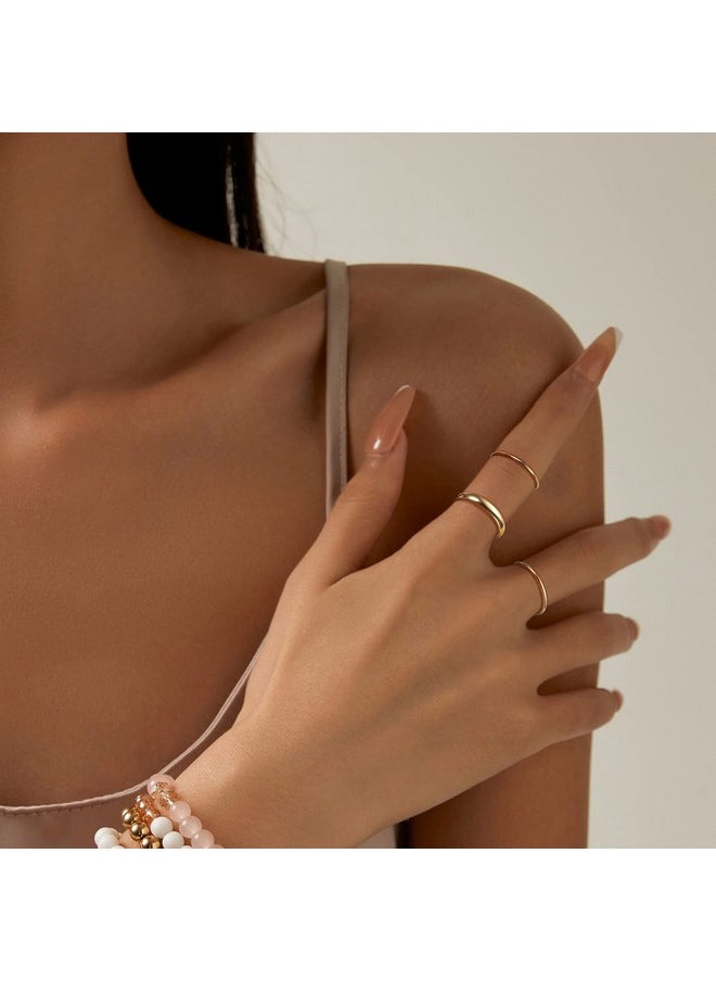 Thunaraz - 14K Gold Filled Rings Stacking Rings For Women Stackable Thin Gold Ring Plain Pinky Thumb Midi Statement Band Ring Comfort Fit 4Pcs 1Mm 2Mm 3Mm 5Mm - Image 1