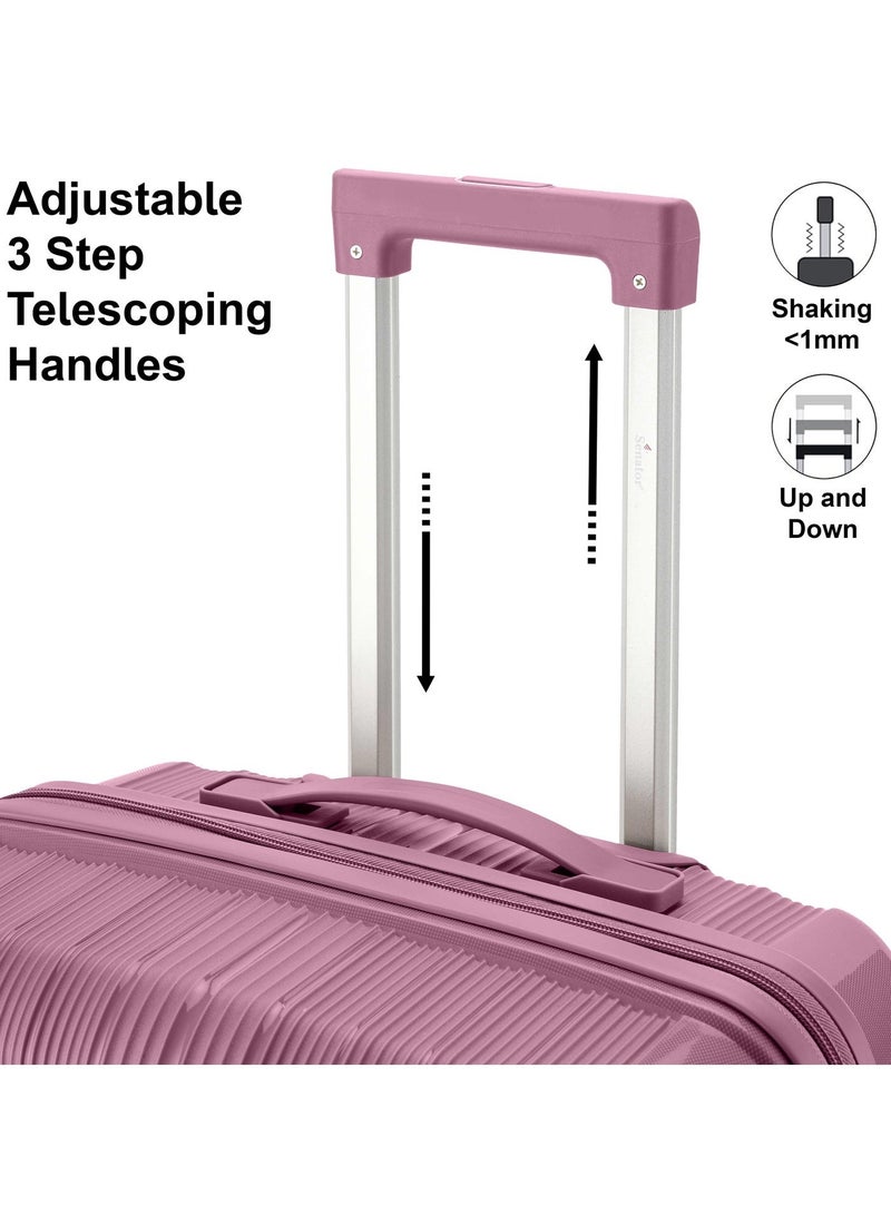 SENATOR Unisex Hard Case Carry On Luggage Lightweight PP Fashion Trolley Luggage with 4 Double Spinner Wheel and 3-Digit Combination Lock KH1009 Purple - Image 3