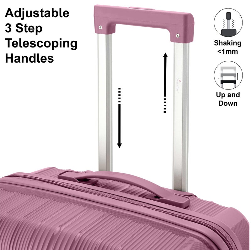 SENATOR Unisex Hard Case Carry On Luggage Lightweight PP Fashion Trolley Luggage with 4 Double Spinner Wheel and 3-Digit Combination Lock KH1009, Purple - Image 3