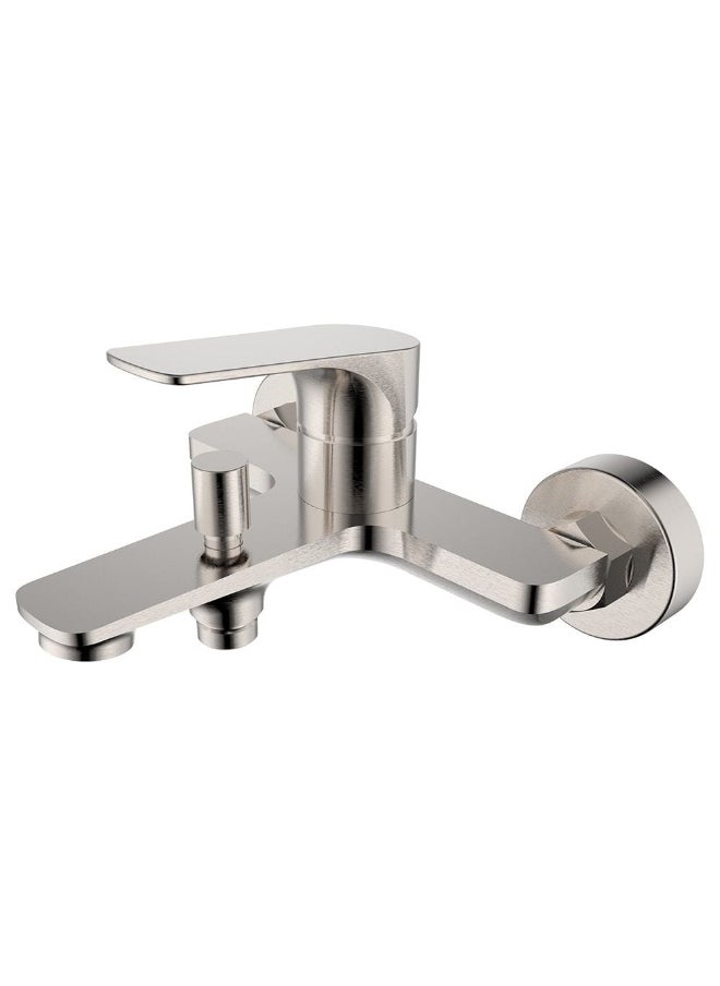 DANUBE HOME Milano Plus Brown Bath Shower with Shower Mixer â€“ Luxury Rainfall Shower Head & Hand Shower | Modern Wall-Mounted Mixer, Easy Install, Durable & Elegant Design for Bathrooms Brushed Nickel  - Image 1
