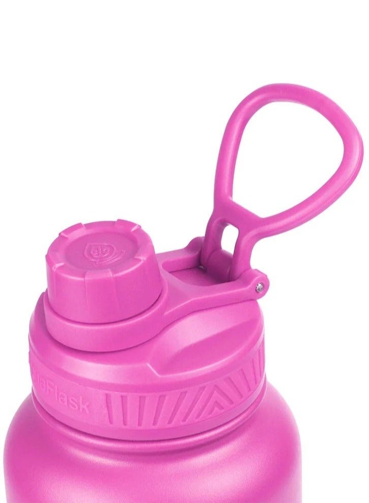 AquaFlask زجاجة ماء 40 أونصة / 1.18 لتر مع غطاء فوهة معزولة بالفراغ من الفولاذ المقاوم للصدأ (وردي 40 أونصة / 1.18 لتر) - Image 4