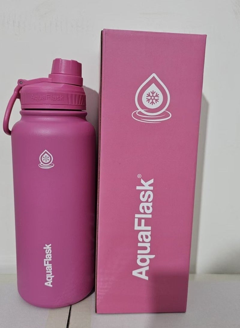 AquaFlask زجاجة ماء 40 أونصة / 1.18 لتر مع غطاء فوهة معزولة بالفراغ من الفولاذ المقاوم للصدأ (وردي 40 أونصة / 1.18 لتر) - Image 5