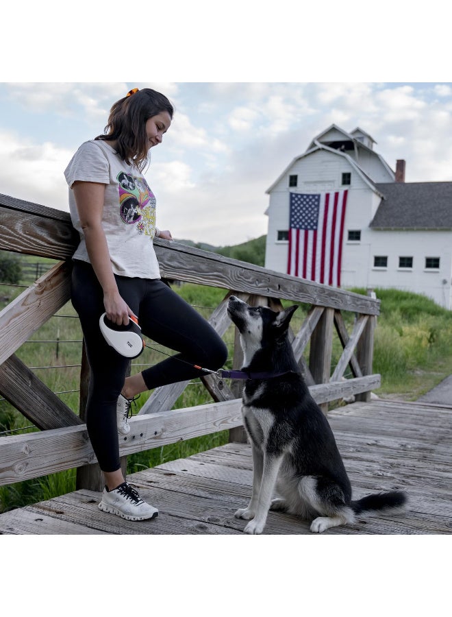 شريط رصاص مضاد للتشابك قابل للسحب 360 درجة للكلاب، شريط نايلون قوي بطول 5 متر من تي يو جي (L، أبيض/برتقالي) - Image 4