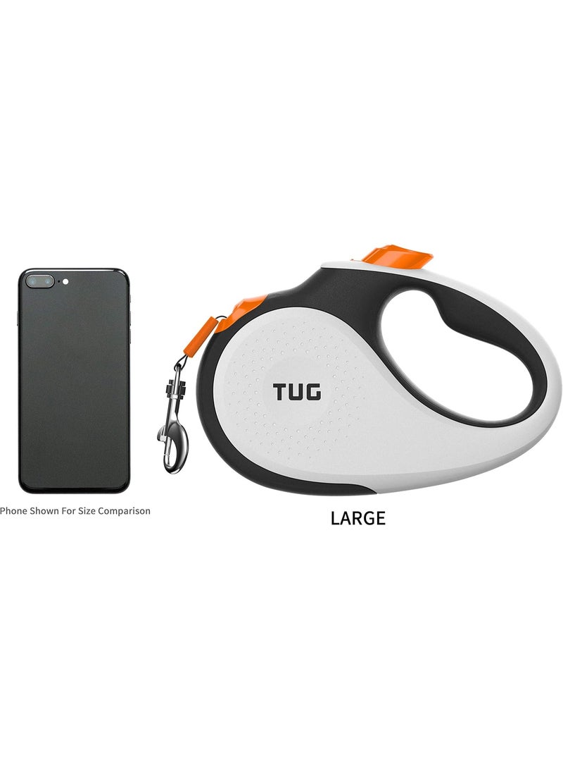 شريط رصاص مضاد للتشابك قابل للسحب 360 درجة للكلاب، شريط نايلون قوي بطول 5 متر من تي يو جي (L، أبيض/برتقالي) - Image 5