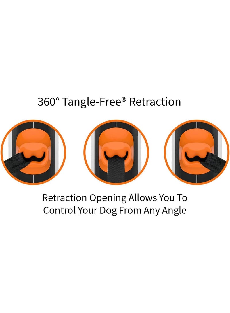 شريط رصاص مضاد للتشابك قابل للسحب 360 درجة للكلاب، شريط نايلون قوي بطول 5 متر من تي يو جي (L، أبيض/برتقالي) - Image 2