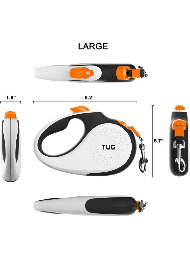 شريط رصاص مضاد للتشابك قابل للسحب 360 درجة للكلاب، شريط نايلون قوي بطول 5 متر من تي يو جي (L، أبيض/برتقالي) - Image 3
