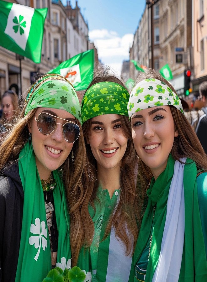Biubee St. Patrick's Day Headband- Elastic Soft Green Shamrock Headband, No Slip Shamrock Leaves Hairbands for St. Patrick's Day Costume Cosplay Party Hair Accessories, 3Pcs - Image 2