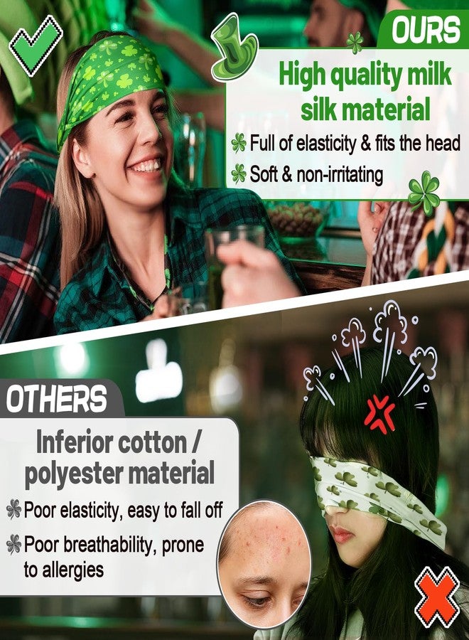 Biubee St. Patrick's Day Headband- Elastic Soft Green Shamrock Headband, No Slip Shamrock Leaves Hairbands for St. Patrick's Day Costume Cosplay Party Hair Accessories, 3Pcs - Image 3