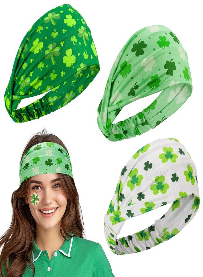 Biubee St. Patrick's Day Headband- Elastic Soft Green Shamrock Headband, No Slip Shamrock Leaves Hairbands for St. Patrick's Day Costume Cosplay Party Hair Accessories, 3Pcs - Image 1