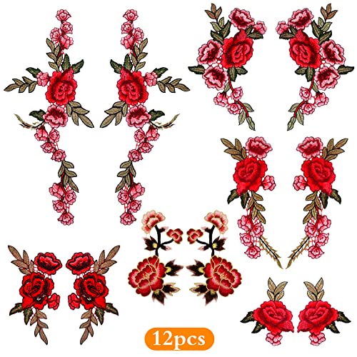 BronaGrand 10 Pieces 5 Pairs Embroidered Patches Rose Flower Sew on Patch Applique for DIY Clothing, Jeans,Sewing - Image 2