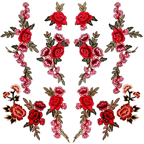 BronaGrand 10 Pieces 5 Pairs Embroidered Patches Rose Flower Sew on Patch Applique for DIY Clothing, Jeans,Sewing - Image 1