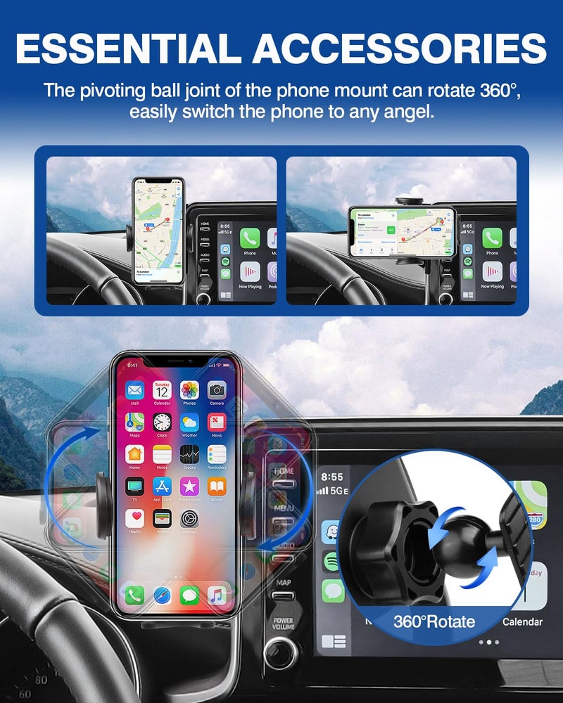 Autorder Custom Fit for Car Phone Holder 2019-2022 Toyota C-HR CHR Accessories Phone Mount with Dash Organizer 8" Screen Cell Phone Automobile Cradles Hands-Free 360 Degree Rotation - Image 4