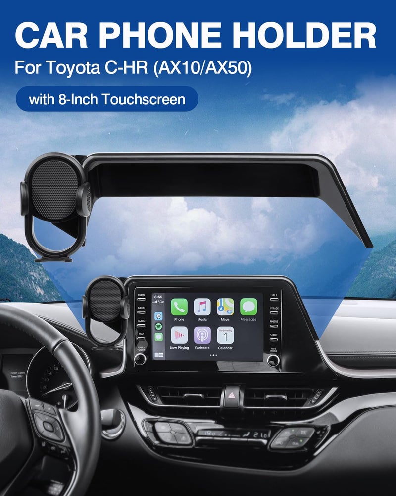 Autorder Custom Fit for Car Phone Holder 2019-2022 Toyota C-HR CHR Accessories Phone Mount with Dash Organizer 8" Screen Cell Phone Automobile Cradles Hands-Free 360 Degree Rotation - Image 2