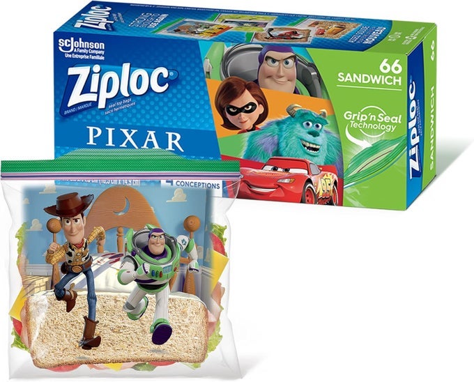 SANDWICH BAGS WITH PIXAR DESIGNS PLASTIC STORAGE BAGS WITH GRIP N SEAL TECHNOLOGY 66 BAGS TOTAL