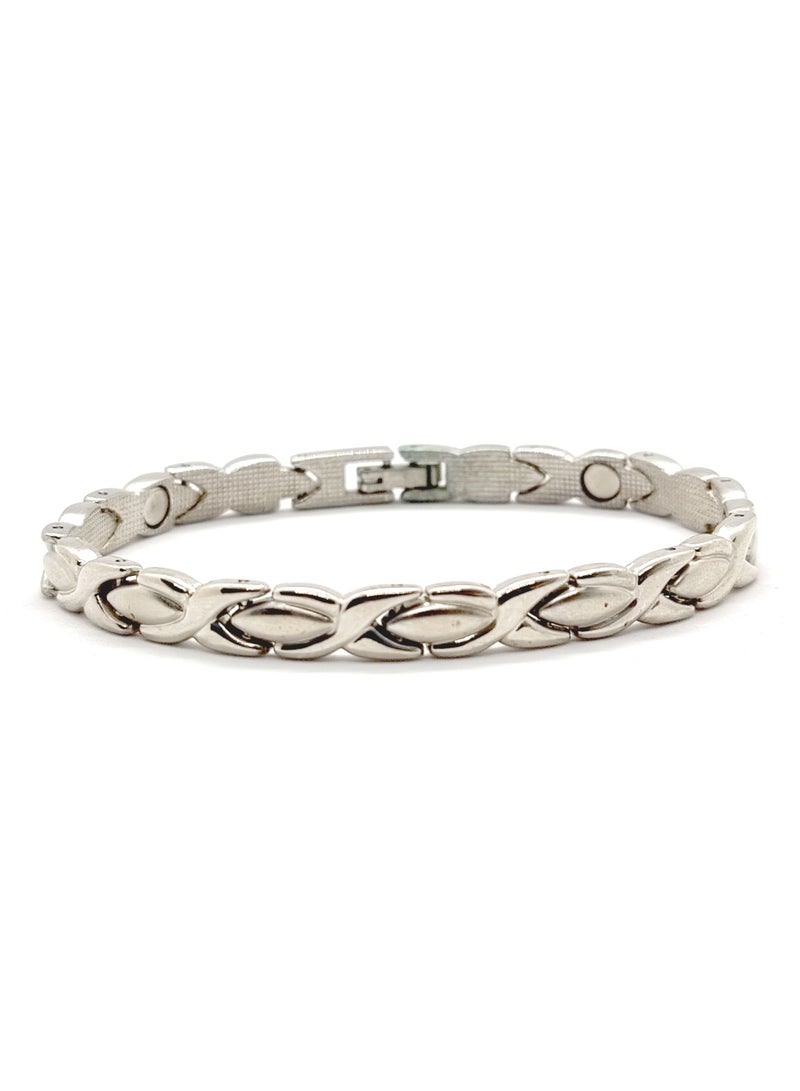 Magna Power Magnetic Therapy Bracelet Silver Colour for Arthritis Carpal Tunnel and Joint Pain Relief - Image 1