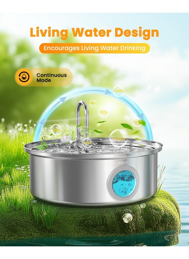 أوني سال نافورة مياه للكلاب من ون إيزال، وعاء مياه هادئ للكلاب، سعة 7 لتر/230 أونصة/1.8 جرام، نافورة مياه للكلاب من الفولاذ المقاوم للصدأ مع مستوى مياه مرئي وترشيح ثلاثي للكلاب من السلالات الكبيرة والمتوسطة والصغيرة - Image 3