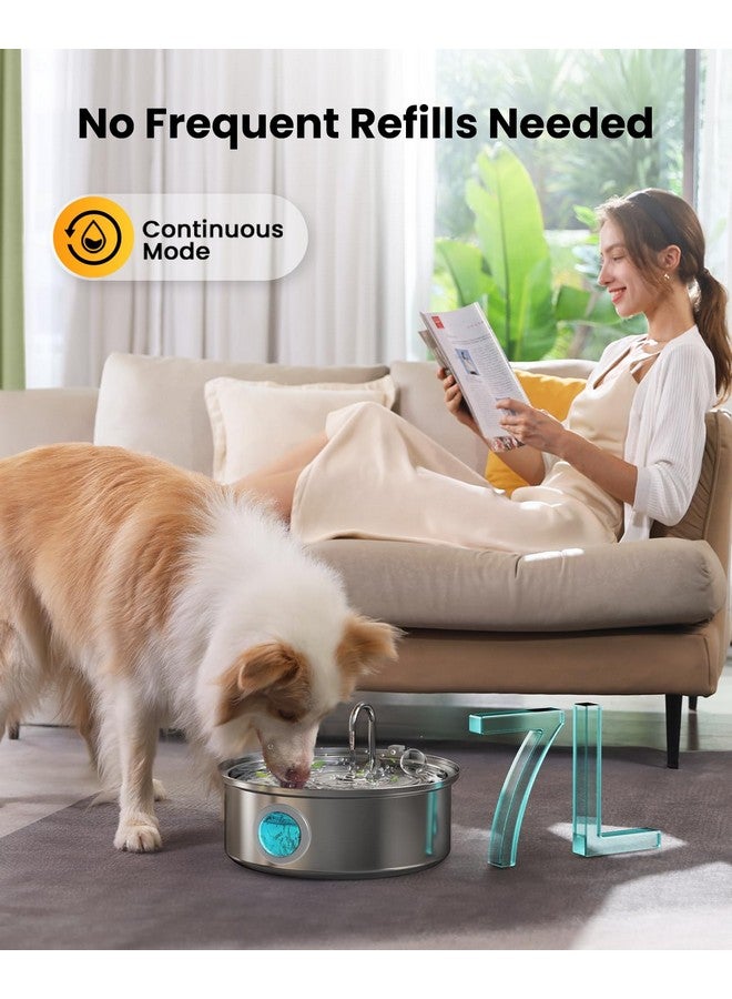 أوني سال نافورة مياه للكلاب من ون إيزال، وعاء مياه هادئ للكلاب، سعة 7 لتر/230 أونصة/1.8 جرام، نافورة مياه للكلاب من الفولاذ المقاوم للصدأ مع مستوى مياه مرئي وترشيح ثلاثي للكلاب من السلالات الكبيرة والمتوسطة والصغيرة - Image 2