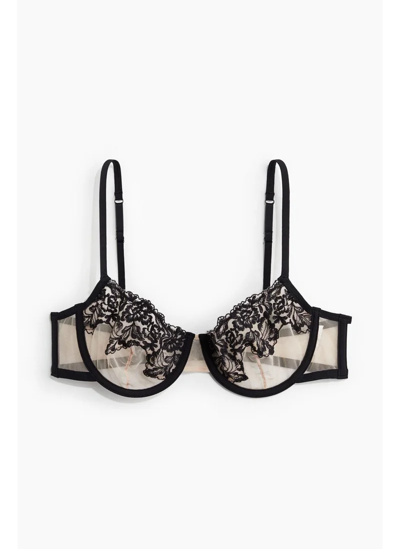 H&M Embroidered balconette bra
