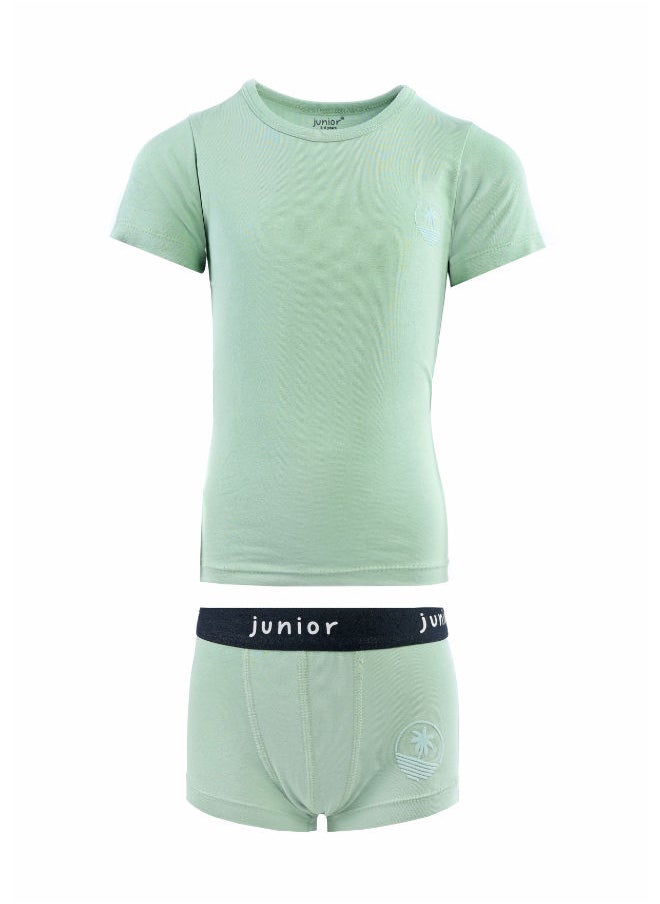 Junior High Quality Cotton Blend and Comfy Boys' set "Short sleeve flannel with Boxer" 