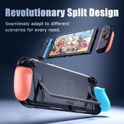 SAVAGE RAVEN by Skull & Co. FissionGrip: Dockable Split Protective Case for Nintendo Switch 2 (2025), Slim PC Shell with Detachable Grip Cover -Light Purple/Light Green - Image 2