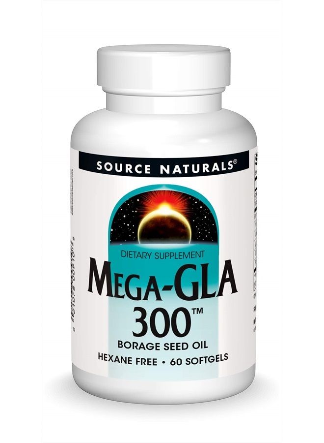 Source Naturals Mega-GLA 300 - Borage Seed Oil That is Hexane-Free - 60 Softgels - Image 1